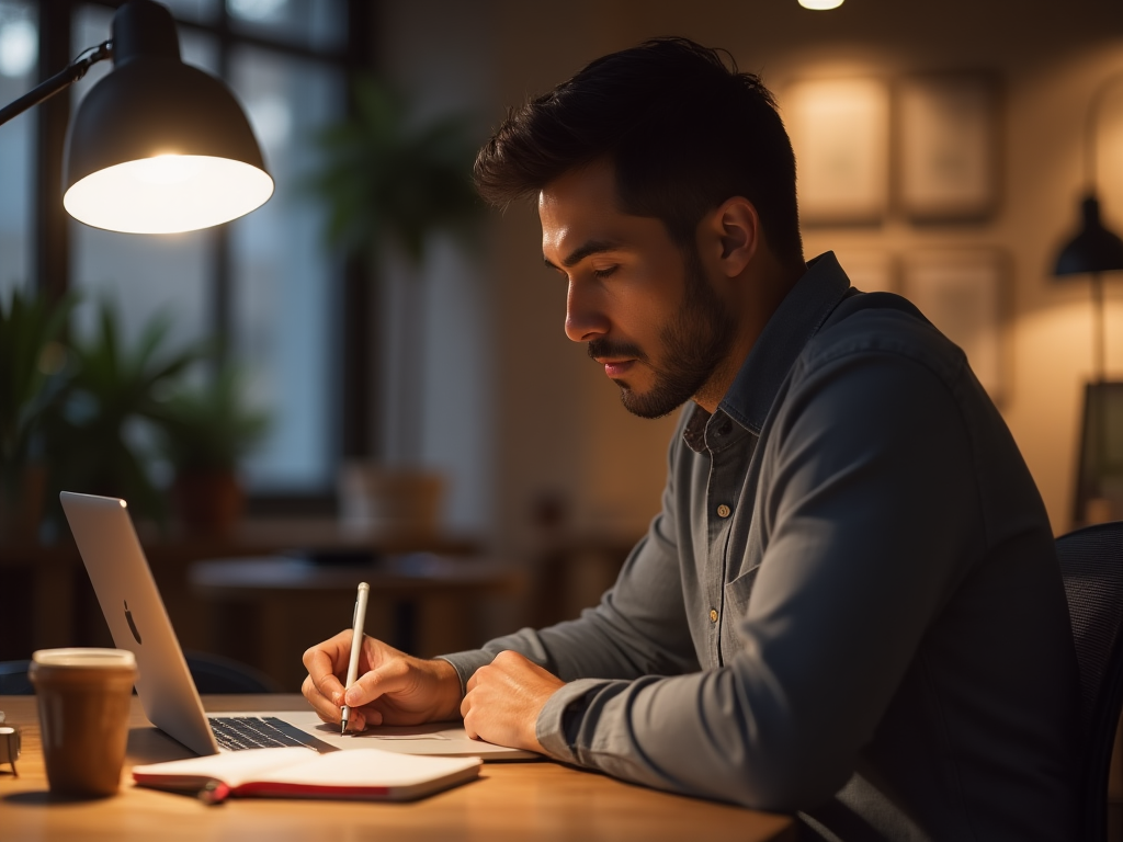 Escritor trabajando en un artículo impactante
